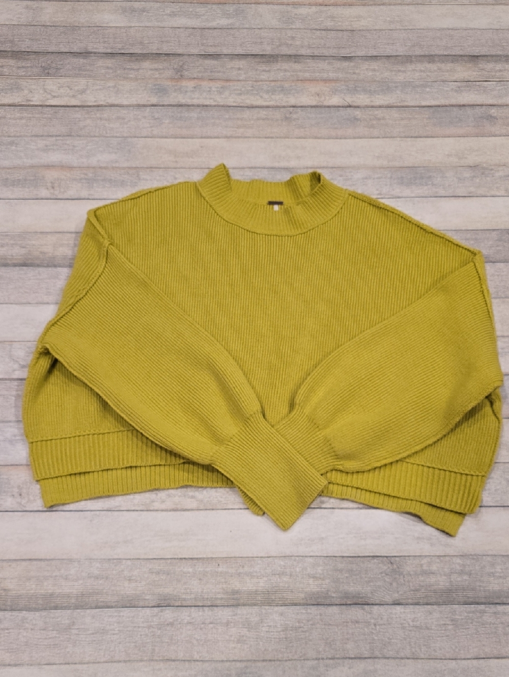 Free People Easy Street Cropped Dolman Sweater Lime Green Sz Small